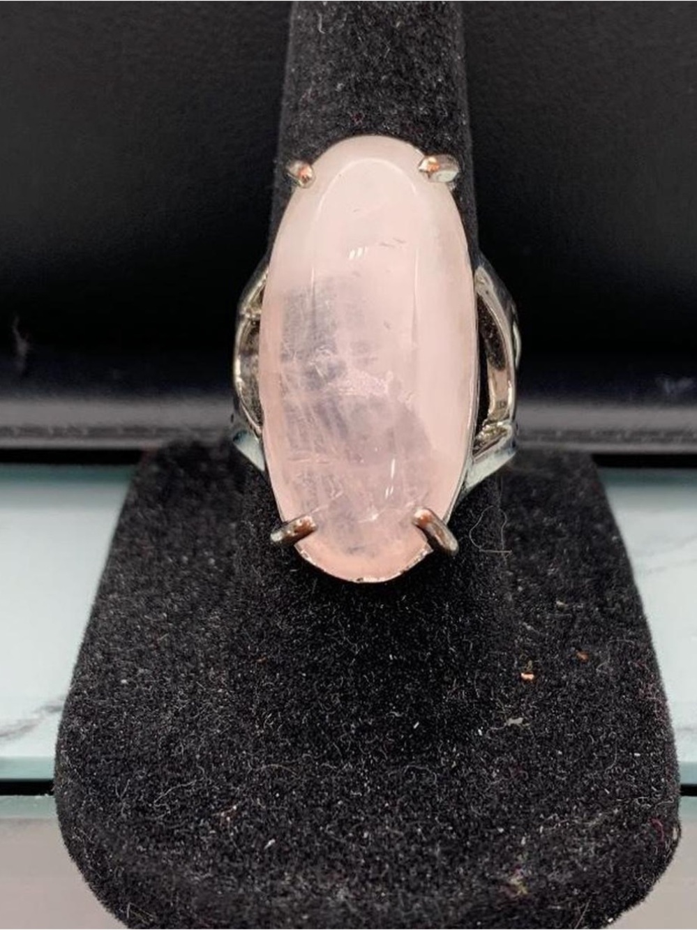 Genuine Rose Quartz Oval Crystal Ring